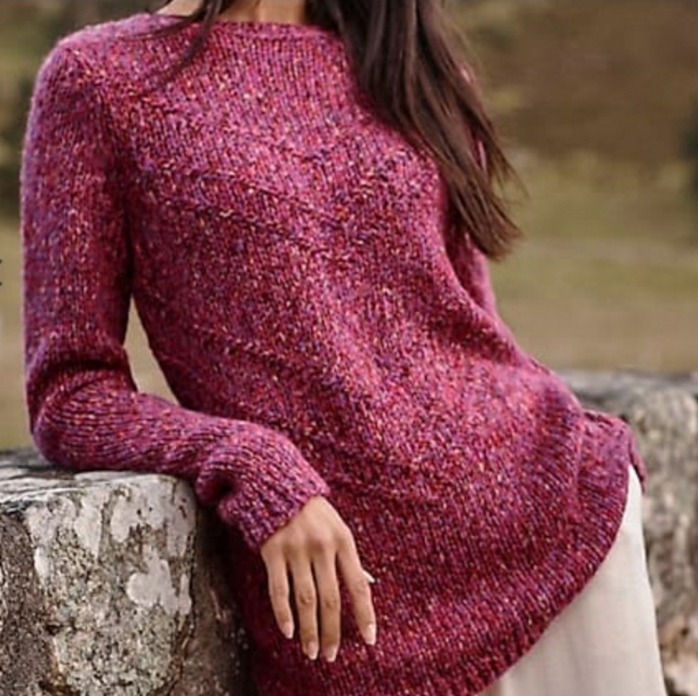 J Jill Pink Multicolor Woven Pullover Wool Blend Sweater 3X